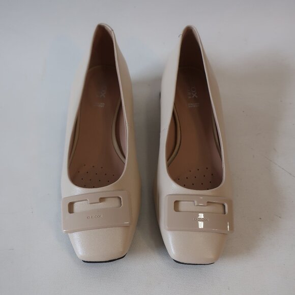 Womens Geoxx Respira Bone Leather Square Toe Low Heel Pumps 37.5 US/7.5 - Picture 1 of 11